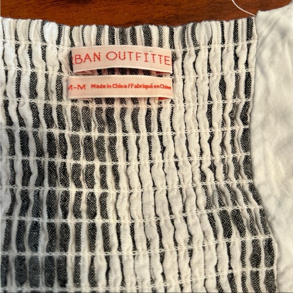 Urban Outfitters Amber Stripped Linen Blend Button Front Midi Dress - Picture 8 of 9